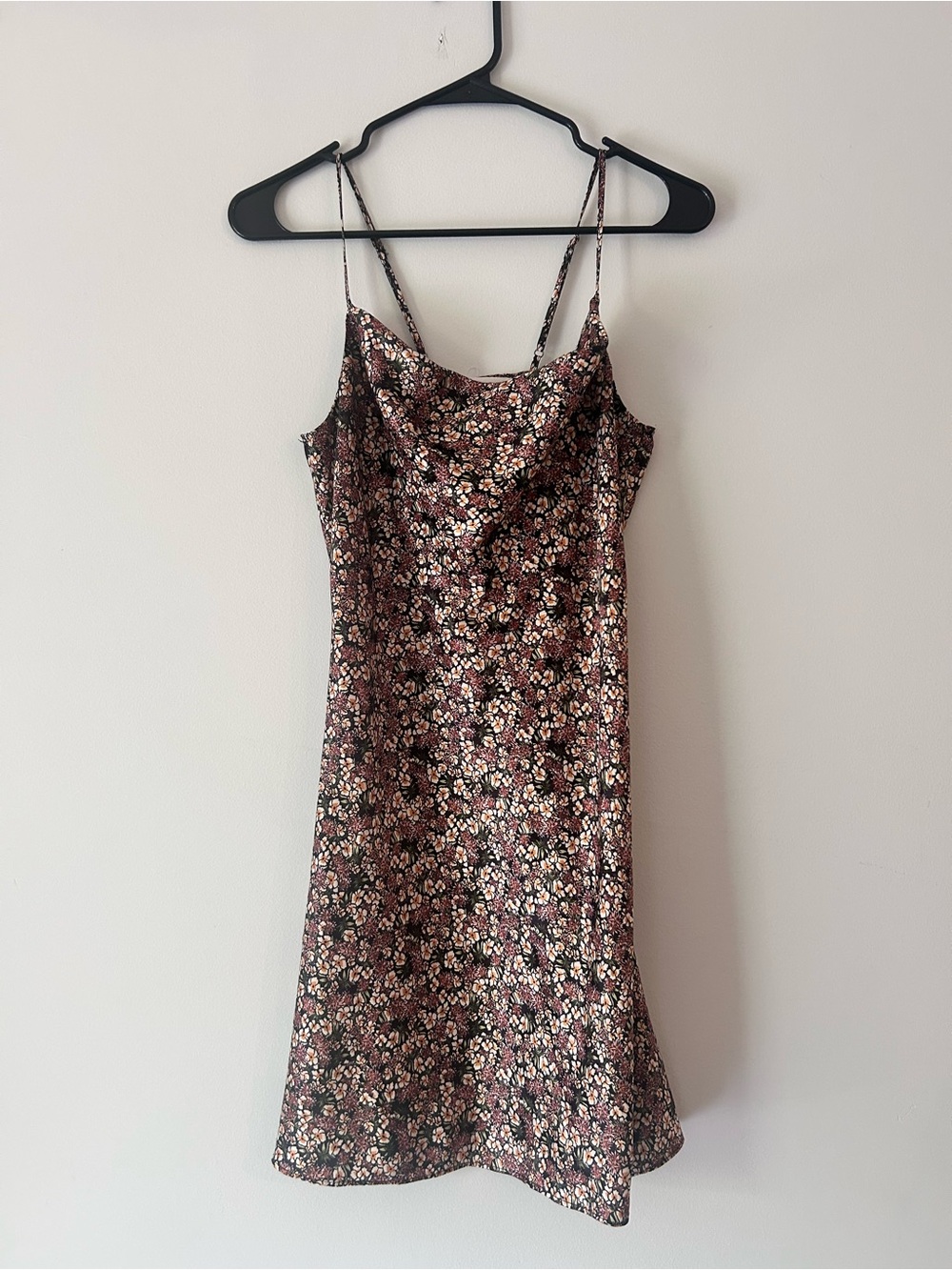 Slip Midi Dress in Burgundy Floral Print